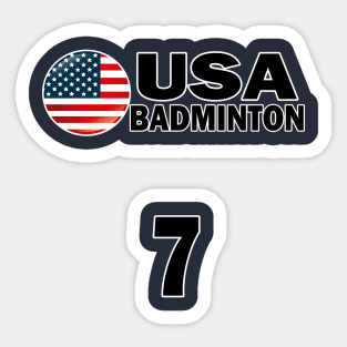 USA Badminton Number 7 T-shirt Design Sticker